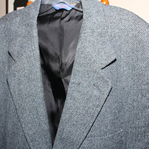 Pendleton Mens Navy Herringbone Wool Sport Coat Jacket Size 44Long - Picture 2 of 12